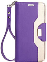 ProCase Galaxy S8 Wallet Case, Flip Kickstand Case with Card Slots Mirror Wristlet, Folding Stand Protective Cover for Galaxy S8 2017 -Purple