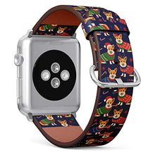 Load image into Gallery viewer, S-Type iWatch Leather Strap Printing Wristbands for Apple Watch 4/3/2/1 Sport Series (42mm) - Christmas Pattern with Corgi
