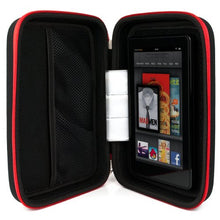 Load image into Gallery viewer, VanGoddy Harlin Red Black Hard Shell Carrying Case for Barnes and Noble Nook GlowLight Plus, Samsung Galaxy Tab S2 Nook, Tab 4 Nook + Ear Buds with Mic
