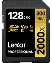 Load image into Gallery viewer, Lexar 128GB 2000X Professional SDXC RDR UII, LSD128CRBEU2000R (RDR UII)
