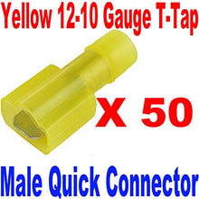Load image into Gallery viewer, (50) Male Quick Wire Connector Yellow 12-10 Gauge T-Tap Fast Free USA Shipping

