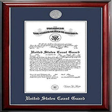 Load image into Gallery viewer, Campus Images CGCCL00211x14 Coast Guard Certificate Classic Frame with Silver Medallion, 11&quot; x 14&quot;, Mahogany
