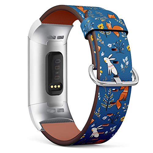Replacement Leather Strap Printing Wristbands Compatible with Fitbit Charge 3 / Charge 3 SE - Winter Compatible with Fitbitest Pattern with Fitbit Cute Animals