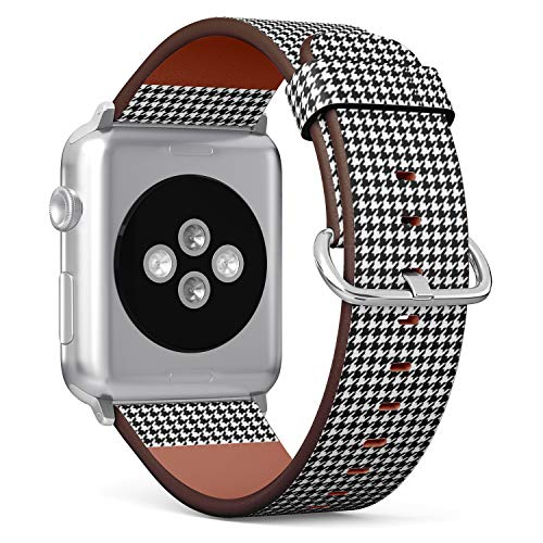 Q-Beans Watchband, Compatible with Small Apple Watch 38mm / 40mm - Replacement Leather Band Bracelet Strap Wristband Accessory // Houndstooth Pattern