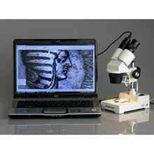 Load image into Gallery viewer, AmScope SE304-PZ Binocular Stereo Microscope, WF10x and WF20x Eyepieces, 20X/40X/80X Magnification, 2X and 4X Objectives, Tungsten Lighting, Reversible Black/White Stage Plate, Pillar Stand, 110V
