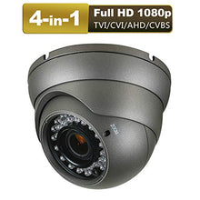 Load image into Gallery viewer, CCTV Camera HD 1080p 4-in-1 (TVI/AHD/CVI/CVBS) Security Dome Camera Analog 2.8mm-12mm Varifocal Lens 100ft IR Indoor &amp; Outdoor Weatherproof IP66 ?Gray?
