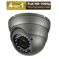 CCTV Camera HD 1080p 4-in-1 (TVI/AHD/CVI/CVBS) Security Dome Camera Analog 2.8mm-12mm Varifocal Lens 100ft IR Indoor & Outdoor Weatherproof IP66 ?Gray?