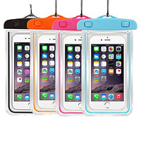 [4pack] Universal Floatable Waterproof Cases Case Dry Bags Transparent Covers Color Submersible for Cellphones Under 5.8 Inch Bumper Case Fashion Design (4 Pack:Black+Orange+Pink+Blue)