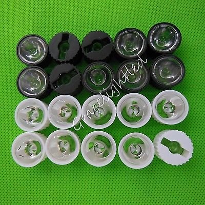 Kamas tools - 10pcs 5/8 / 15/30 / 60/90 / 120/45 / Degree 20mm led Len For 1W 3W 5W Hight Power LED with holder DIY - (Body Color: White Case 60Degree)
