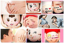 Load image into Gallery viewer, Kinteshun Photo Booth Props for Expectant Mothers,Pregnancy Facial Expressions Sticker Pregnant Women Baring Belly Bump Paster Unborn Baby Photographying Props(12 Sheets with Different Expressions)
