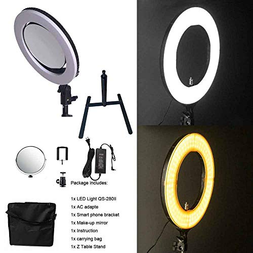 Yidoblo 10'' QS-280II 95RA Bicolor LED Ring Selfie Lights for Reading Learning Video with Tripod