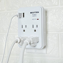 Load image into Gallery viewer, Bestten Wall Outlet Surge Protector With 2 Usb Charging Ports (5 V/2.4 A) And 4 Ac Outlets, 15 A/125 V/1
