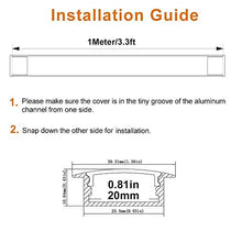 Load image into Gallery viewer, LightingWill 5-Pack U-Shape LED Aluminum Profile System 3.28ft/1M Anodized Black for &lt;20mm width SMD3528 5050 Double or Single Row LED Strips with Oyster White Cover, End Caps and Mounting Clips U03B5
