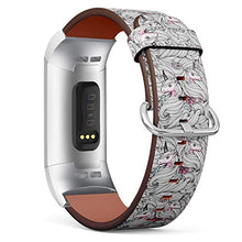 Load image into Gallery viewer, Replacement Leather Strap Printing Wristbands Compatible with Fitbit Charge 3 / Charge 3 SE - Floral Unicorn Pattern
