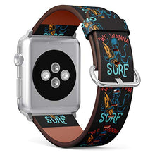 Load image into Gallery viewer, S-Type iWatch Leather Strap Printing Wristbands for Apple Watch 4/3/2/1 Sport Series (42mm) - Surfing Theme Design with Octopus and Surfing Board
