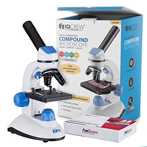 AMSCOPE-Kids 40X-400X Dual Illumination Microscope for Kids (Blue)