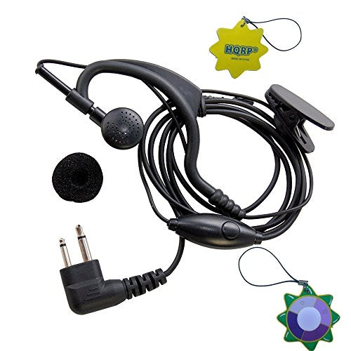 HQRP 2-Pin External Ear Loop Hands Free with Push-to-Talk Microphone for Motorola Radio Devices DTR Series: DTR550 DTR 550, DTR410, DTR 410 Plus HQRP UV Meter
