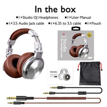 Load image into Gallery viewer, Over Ear Headphone, Wired Premium Stereo Sound Headsets with 50mm Driver, Foldable Comfortable Headphones with Protein Earmuffs and Shareport for Recording Monitoring Podcast PC TV- with Mic (Silver)
