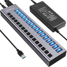 Load image into Gallery viewer, Powered USB Hub - ACASIS 16 Ports 90W USB 3.0 Data Hub - with Individual On/Off Switches and 12V/7.5A Power Adapter USB Hub 3.0 Splitter for Laptop, PC, Computer, Mobile HDD, Flash Drive and More
