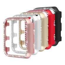Load image into Gallery viewer, CooBES Compatible with Apple Watch Case 38mm 42mm, Metal Bumper Protective Cover Women Bling Diamond Crystal Rhinestone Shiny Compatible iWatch Series 3/2/1 (Diamond-5 Color Pack, 42mm)
