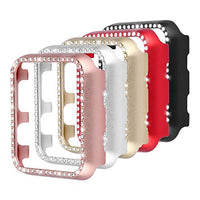 Coobes Compatible with Apple Watch Case 38mm 42mm, Metal Bumper Protective Cover Women Bling Diamond Crystal Rhinestone Shiny Compatible iWatch Series 3/2/1 (Diamond-5 Color Pack, 38mm)