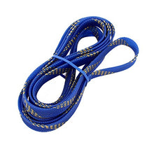 Load image into Gallery viewer, Aexit 10mm Dia Tube Fittings Tight Braided PET Expandable Sleeving Cable Wrap Sheath Golden Microbore Tubing Connectors Blue 6Ft
