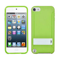 Soft Skin Case Fits Apple iPod Touch 5th 6th Solid White/Solid Green (with Stand) Gummy