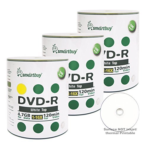 Smartbuy 4.7gb/120min 16x DVD-R White Top Blank Data Video Recordable Media Disc (100-Disc)