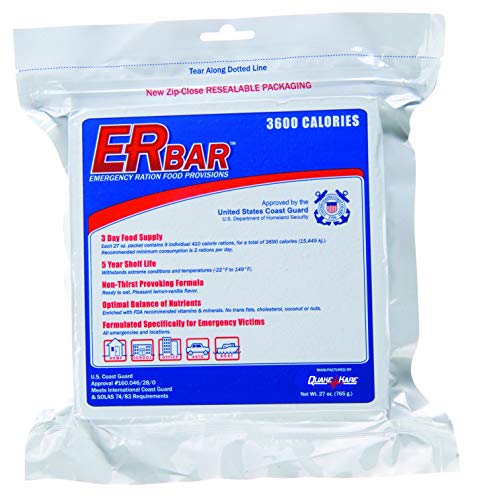 ER Emergency Ration 3600 Calorie Food Bar for Survival Kits and Disaster Preparedness, Single Bar, 1B, White
