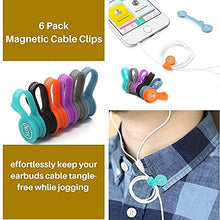 Load image into Gallery viewer, SUNFICON 6 Pack Magnetic Cable Clips Cable Organizers Earbuds Cords Winder Bookmark Clips Whiteboard Noticeboard Fridge Magnets USB Cable Manager Keeper Wrap Ties Straps for Home Kitchen,Office,School
