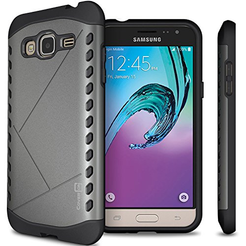 Galaxy Express Prime Case, Galaxy Amp Prime Case, CoverON [Paladin Series] Slim Fit Hard Protective Modern Style Phone Case for Samsung Galaxy Express Prime/Amp Prime - Gunmetal Gray & Black