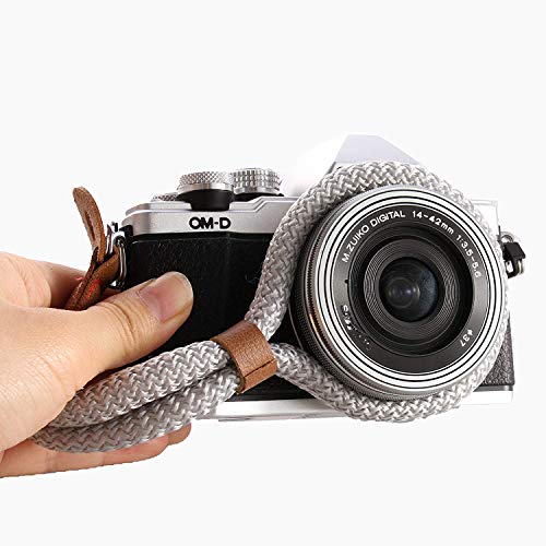 LXH Digital Camera Wrist Strap Handmade Soft Cotton Camera Wristband Strap for Leica Nikon Fuji Olympus Lumix Sony (Silver)