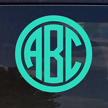 Load image into Gallery viewer, Custom Circle Monogram Initials Vinyl Decal/Sticker Cars YETI Cup Laptop Phone (4&quot;, Mint/Teal)

