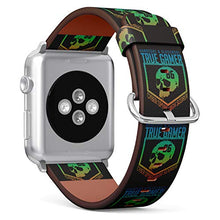Load image into Gallery viewer, S-Type iWatch Leather Strap Printing Wristbands for Apple Watch 4/3/2/1 Sport Series (42mm) - Hard Core and Old School True Gamer Skull
