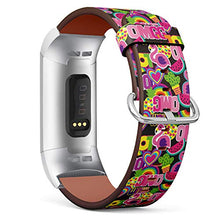 Load image into Gallery viewer, Replacement Leather Strap Printing Wristbands Compatible with Fitbit Charge 3 / Charge 3 SE - Colorful Hearts,Cactus,Flamingo, Pineapple,Rainbow
