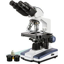 Load image into Gallery viewer, AmScope - 40X-2500X LED Lab Binocular Compound Microscope with 3D-Stage + 50pc Blank Slides + 100 Coverslips - B120C-50P100S

