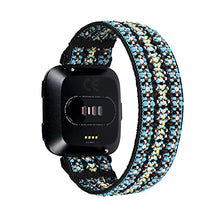 Load image into Gallery viewer, Tefeca Orchid Embroidery Pattern Elastic Compatible/Replacement Band for Fitbit Versa/Versa 2/ Versa Lite/Versa SE (Black, L fits Wrist Size : 7.0-7.5 inch)
