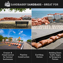 Load image into Gallery viewer, Sandbaggy Sandbags | 14&quot; x 26 Inch | High Visibility Orange Color | Military Grade | Tough 50 LB Capacity | Protects Homes &amp; Businesses From Flooding | Holds Down Traffic Signs &amp; Fencing (100 Bags)
