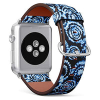 S-Type iWatch Leather Strap Printing Wristbands for Apple Watch 4/3/2/1 Sport Series (38mm) - Modern Batik tie dye Pattern