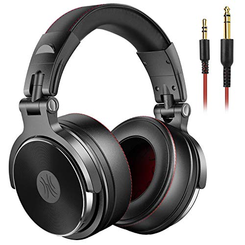 OneOdio Adapter-Free Over Ear Headphones for Studio Monitoring and Mixing, Sound Isolation, 90 Rotatable Housing with Top Protein Leather Earcups, 50mm Driver Unit, Wired Headsets with Mic (Pro-50)