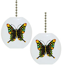 Load image into Gallery viewer, Set of 2 Black Butterfly Solid Ceramic Fan Pulls
