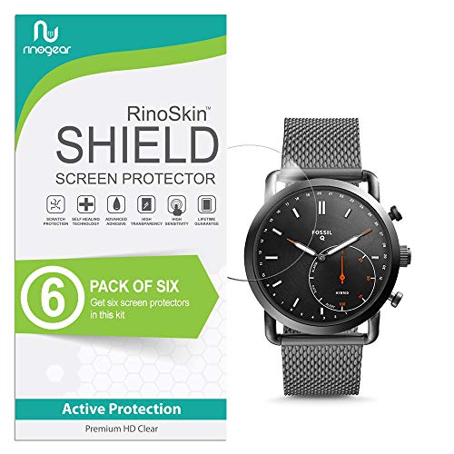 (6-Pack) RinoGear Screen Protector Designed for Fossil Hybrid Smartwatch Q Commuter Screen Protector Case Friendly Accessories Flexible Full Coverage Clear TPU Film