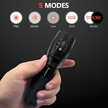Load image into Gallery viewer, Modoao 1500 Lm T6 Led Waterproof Zoomable Tactical Flashlight With 5 Light Modes For Hiking, Camping,
