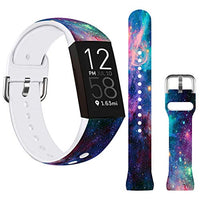 Galaxy Bands for Charge 4,Ecute Large Soft Silicone Waterproof Fashion Sport Replacement Wristband Strap Compatible with Fitbit Charge 4/Charge 3/3 SE Ecute Large Size - Color Galaxy
