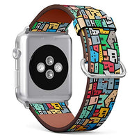 S-Type iWatch Leather Strap Printing Wristbands for Apple Watch 4/3/2/1 Sport Series (38mm) - Brazilian Favela Bright Colored Pattern