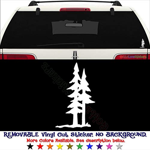 GottaLoveStickerz Pine Trees Forest Mountain Removable Vinyl Decal Sticker for Laptop Tablet Helmet Windows Wall Decor Car Truck Motorcycle - Size (12 Inch / 30 cm Tall) - Color (Matte Green)