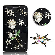 Load image into Gallery viewer, STENES Galaxy J7 V Case - 3D Handmade Crystal Luxury Rose Flowers Sparkle Wallet Credit Card Slots Fold Media Stand Leather Cover for Samsung Galaxy J7 Prime / J7 Perx / J7 Sky Pro - White
