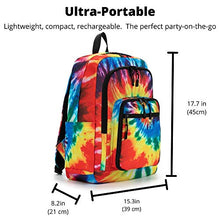 Load image into Gallery viewer, Bluetooth Speaker Backpack with 20-Watt Speakers &amp; Subwoofer for Parties/Festivals/Beach/School. Rechargeable, Works with iPhone &amp; Android (Tie Dye, 2022 Edition)
