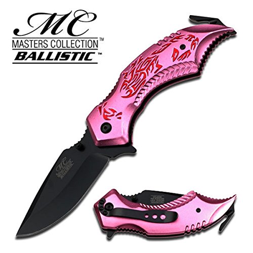 SCORPION AO RESCUE FOLDING KNIFE - PINK w/ RED SCORPION DESIGN