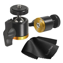 Load image into Gallery viewer, LimoStudio [2 Pack] Aluminum Alloy 360 Swivel Rotating Mini Ball Head with Lock and 1/4 and 3/8 Inch Female Thread Base Bottom, 1/4 Inch Screw Top, Camera Mounting Adapter, Cleaning Cloth, AGG2350
